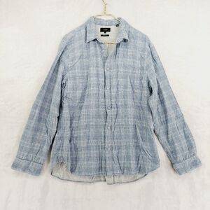 Vince Blue Gray Plaid Cottton Long Sleeve Button Down Shirt  P5003